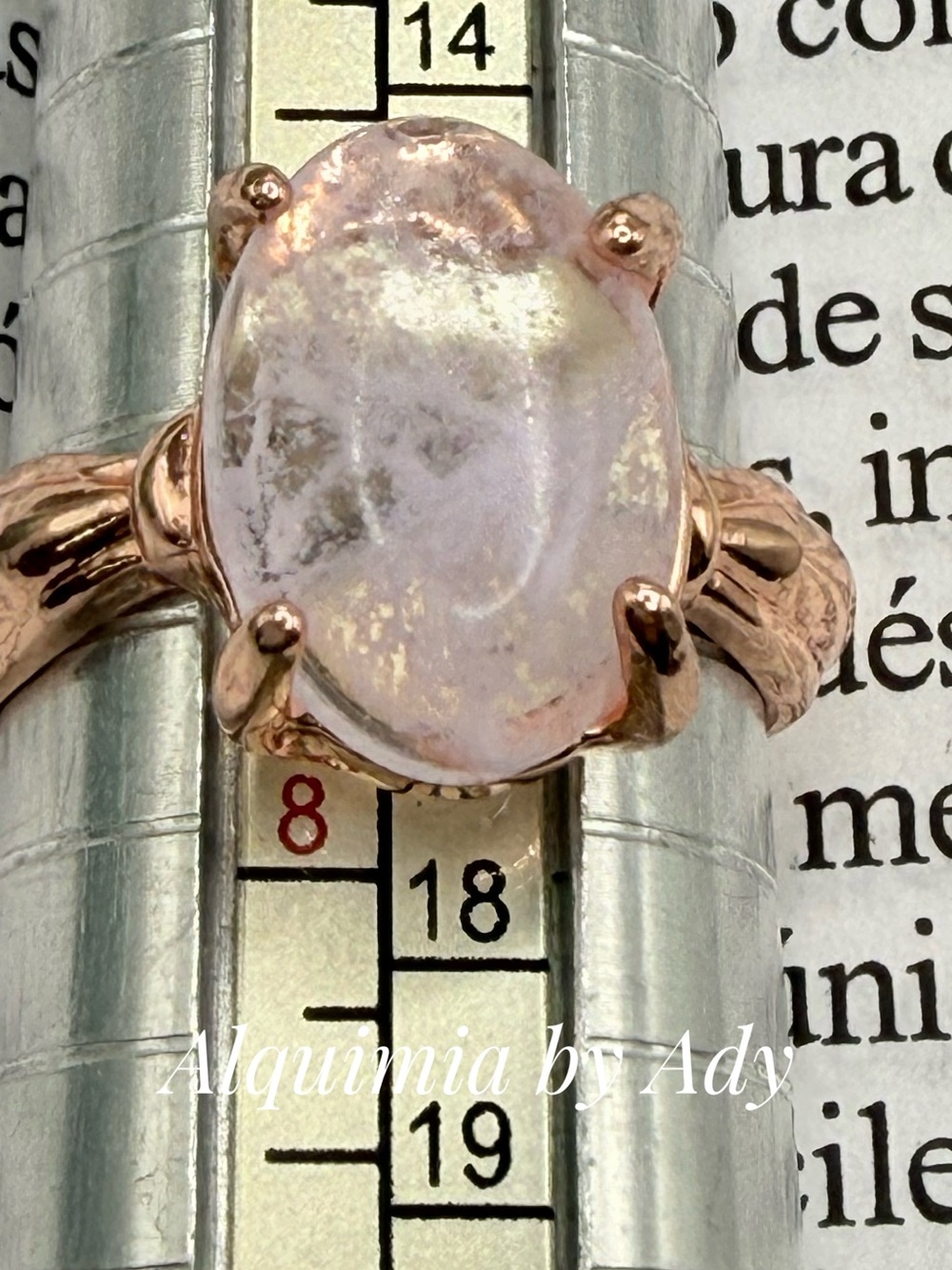 Rose Gold Ring with Pale Pink quartz Oval Stone